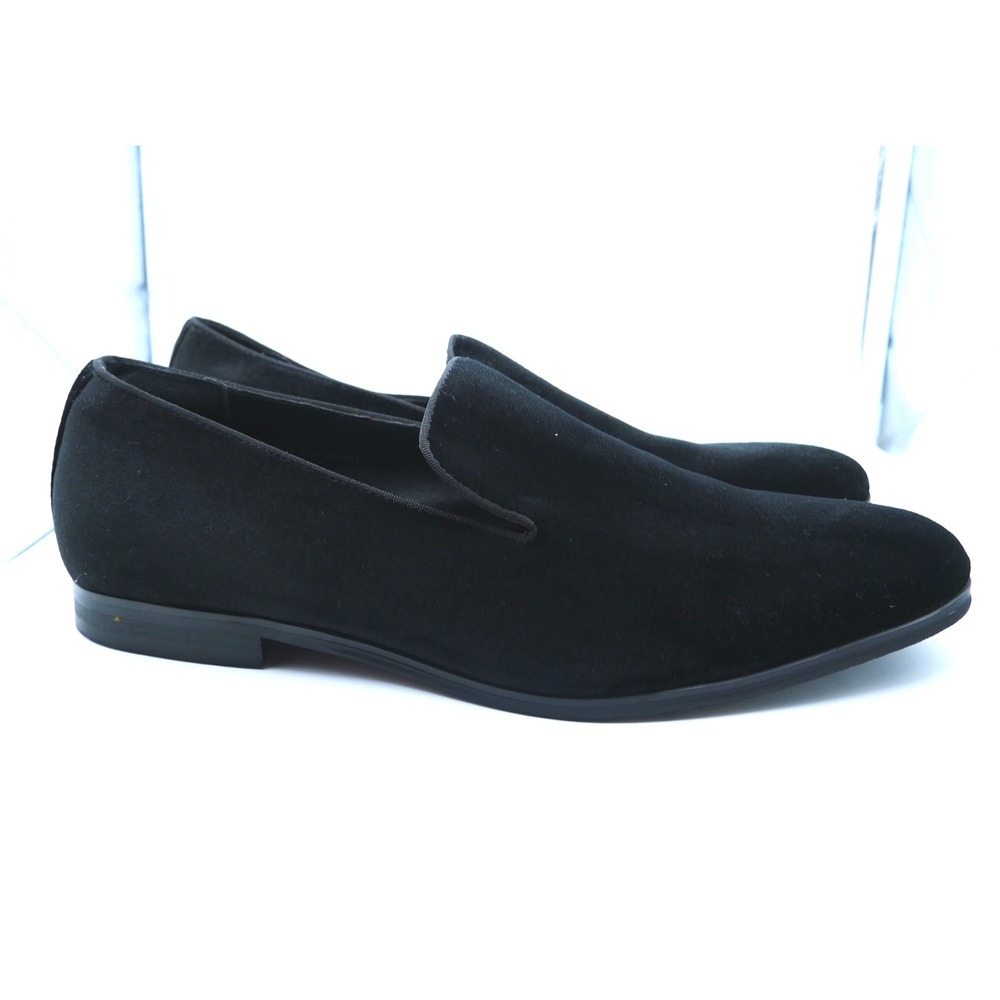 Santino Luciano Men Black Velvet Loafers Memory Foam Slip On Shoes C-351 Size 13